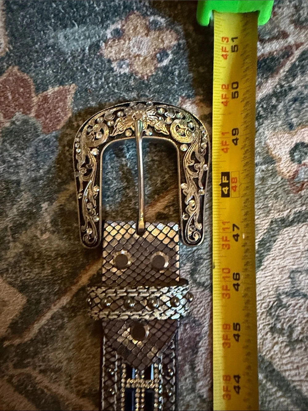 Nocona Ladies Studded Lizard Western Belt N320004601 XL 100% Genuine Leather